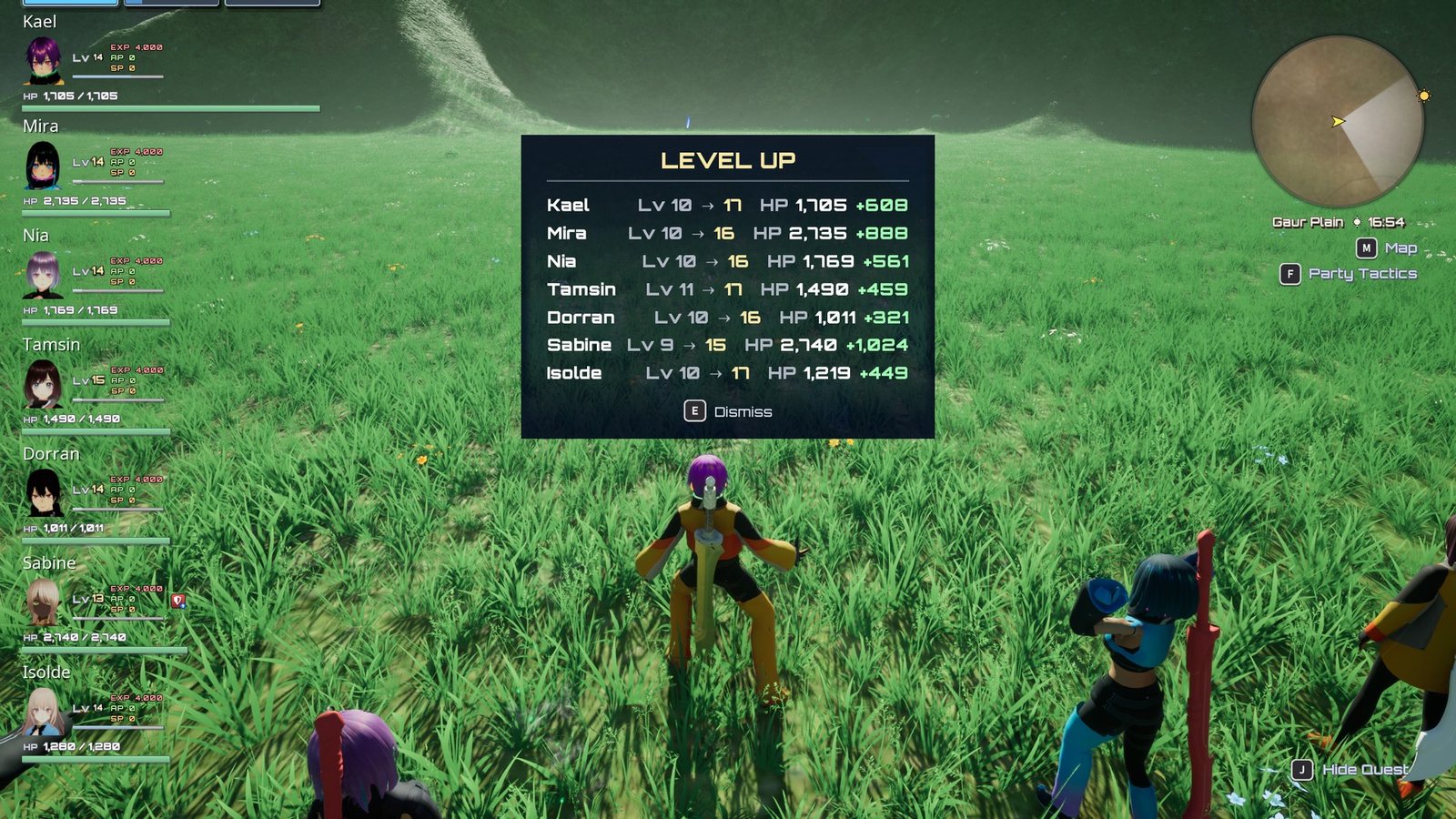 The level-up panel after a fight.